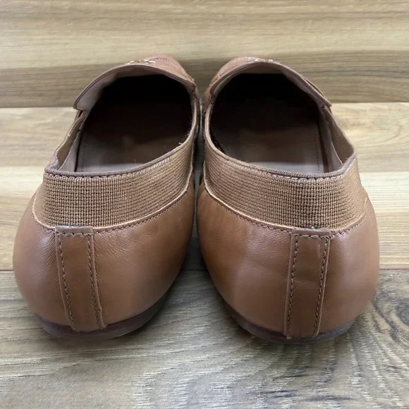 Tory Burch Moc Toe Loafers Flats Womens 7.5 M Royal Tan Leather - Picture 7 of 12